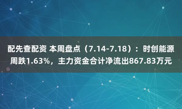配先查配资 本周盘点（7.14-7.18）：时创能源周跌1.63%，主力资金合计净流出867.83万元